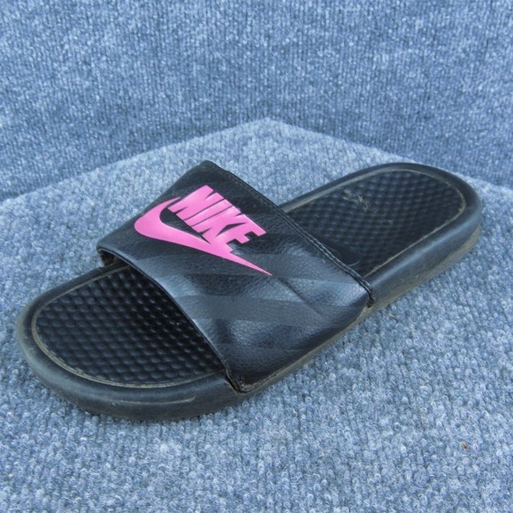 Nike Women Slide Sandal Shoes Black Synthetic Size 9 Medium - Picture 1 of 8